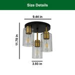 3 Light bulb light black gold ceiling light metal kitchen light