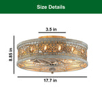 18 Inch ceiling fan antique white gold ceiling remote fan metal, Crystal lights with fans ceiling