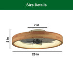 20” Light weight ceiling fan wood ceiling fan with wood light  flush mount low profile fan