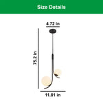 2 Light bulb lights black dining room chandelier glass, metal pendant light