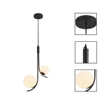 2 Light bulb lights black dining room chandelier glass, metal pendant light