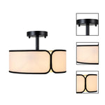 2 Pack kitchen flush black , white semi flush led light metal and fabric ceiling lights