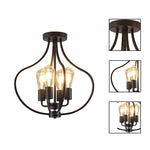 4 Light bulb light black ceiling light iron light fixture