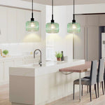 1-light hanging kitchen island glass ceiling light green black pendant fixture