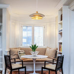 18" Light bulbs metal wood felt dining room chandelier white gray pendant light