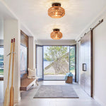 2 pack flush mount light metal rattan bedroom light rattan kitchen lights