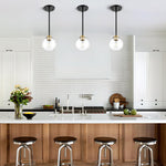 2-pack globe hanging lights metal glass kitchen island gold black pendant fixtures