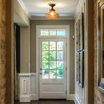1-light bulb light iron glass semi flush mount gold ceiling light