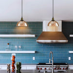 ‎modern e26 bulb glass metal globe Light golden amber morning glory dining room light