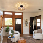 11.8 inch ceiling light glass metal light fixture black amber ceiling lamp