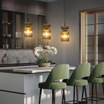 Ribbed modern chandelier glass hanging light smoke gray pendant fixtures
