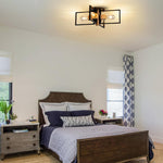 4 light bulbs light metal wood light fixture black natural wood color ceiling light