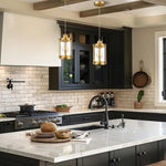 1-Light mini kitchen island iron glass pendant lights gold hanging fixture