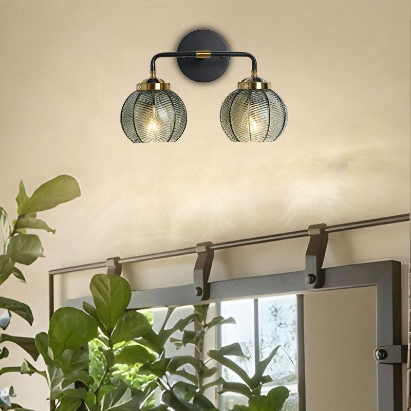 2- Lights vanity lights black, green, gold wall lights  glass, metal sconce light