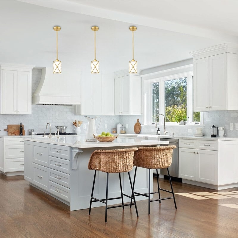 2- Pack pendant light gold kitchen lights  iron, glass dining room light