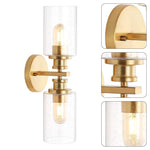 2-Light contemporary light fixture gold and clear wall light Iron and glass bath light