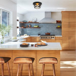 2-Light light fixture black flush mount light glass, metal ceiling light