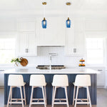 2 Pack light fixture gold and blue hanging lights glass, metal pendant lights