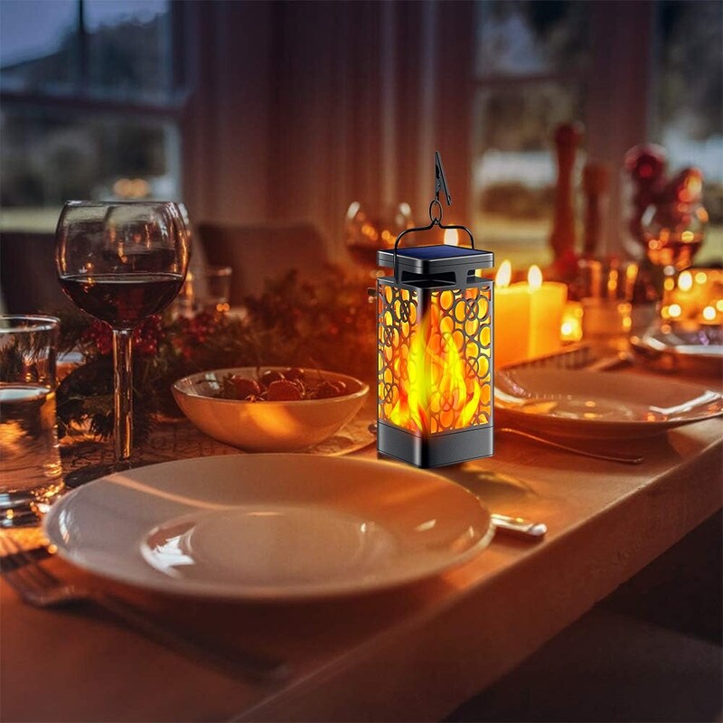 2 Pack solar light  black garden light plastic hanging light