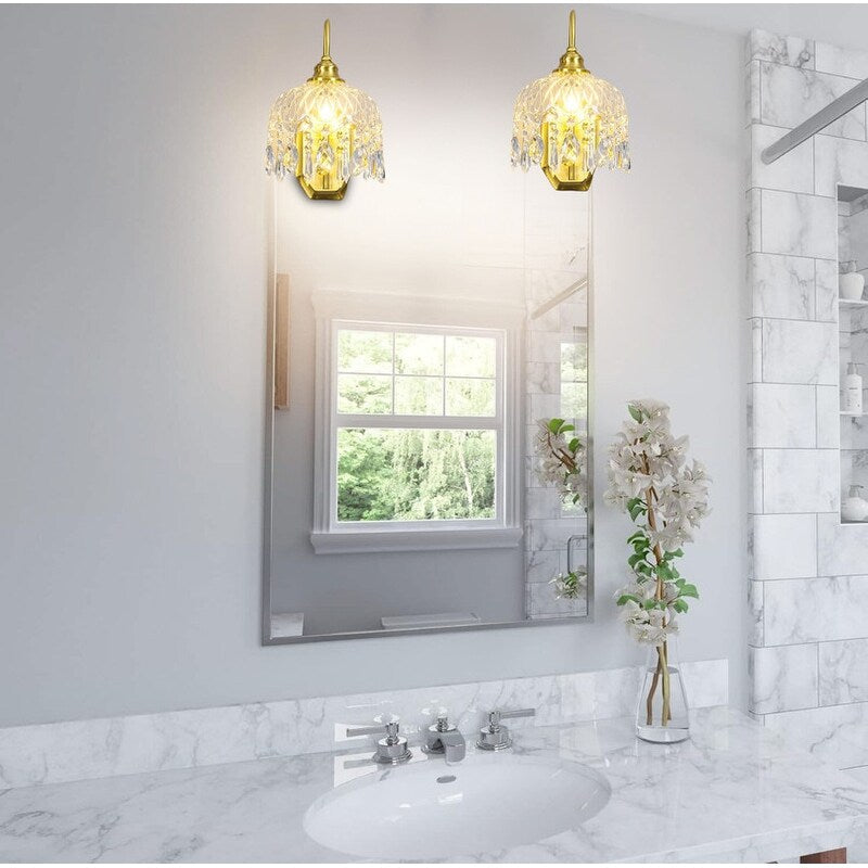 2-Pack wall lights gold sconce lights glass, metal, crystal hallway lights