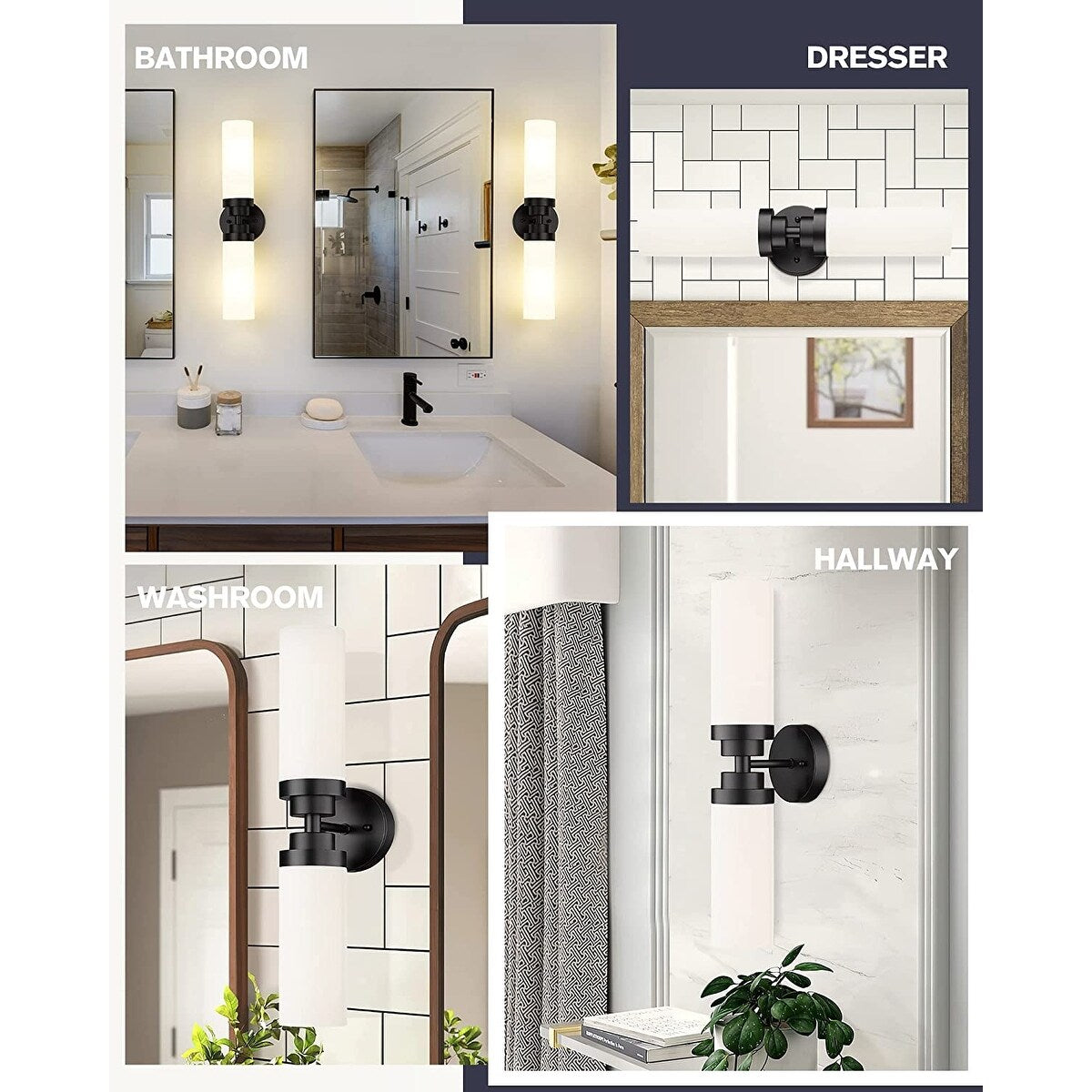 2 light black vanity wall light modern wall sconces with milk glass shade