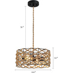 2 light boho pendant light hand woven hemp rope cage hanging light fixture rattan wicker pendant lamp