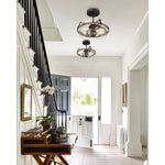 2 light industrial semi flush mount lamp glass black ceiling lighting fixture