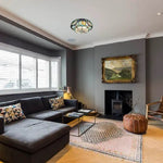 2-lights ceiling lights blue hall light glass flush mount light