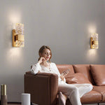 2 pack gold wall sconce crystal wall light modern wall lamp for bedroom