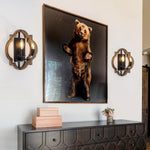 2 pack vintage wall lights for hallway retro wood black