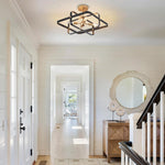 4-Light ceiling light fixture iron ceiling lamp black gold semi flush mount light