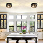 3-Light bulb light metal ceiling light black ceiling mount flush light