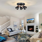 3 light flush mount light metal round spot light matte black bulb light ceiling