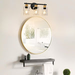 3 Light light fixtures matte black vanity light and mirror glass, metal wall lamp
