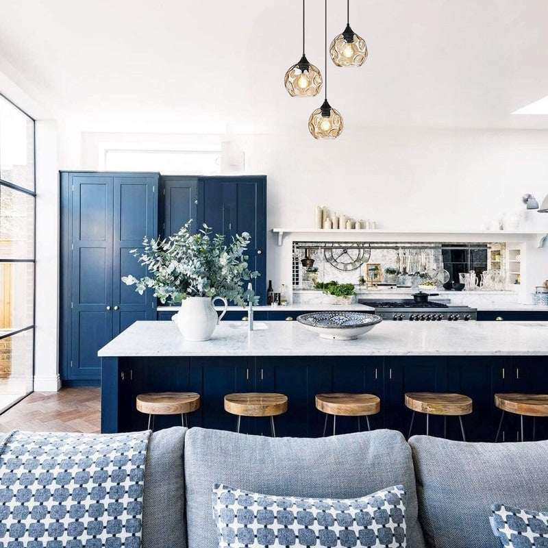 3-Light pendant light black and gold hanging lights glass, metal dining lights