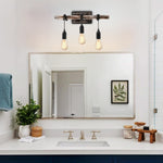 3 Lights vanity lights wood bathroom lights wood, metal wall lights