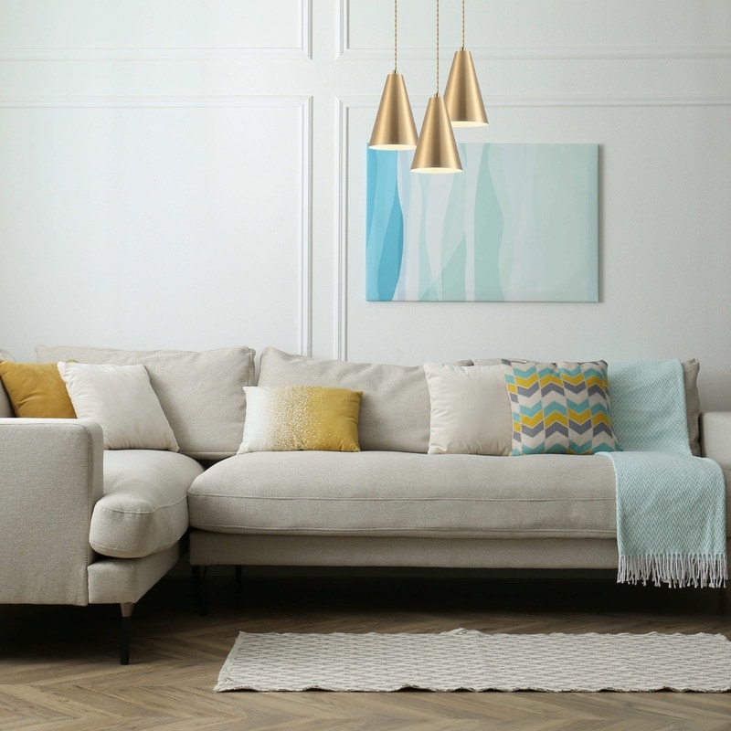 3 Pack dining room light gold hanging lights metal pendant light