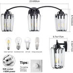 3 crystal vanity light fixture black bathroom wall light crystal wall lights lamp