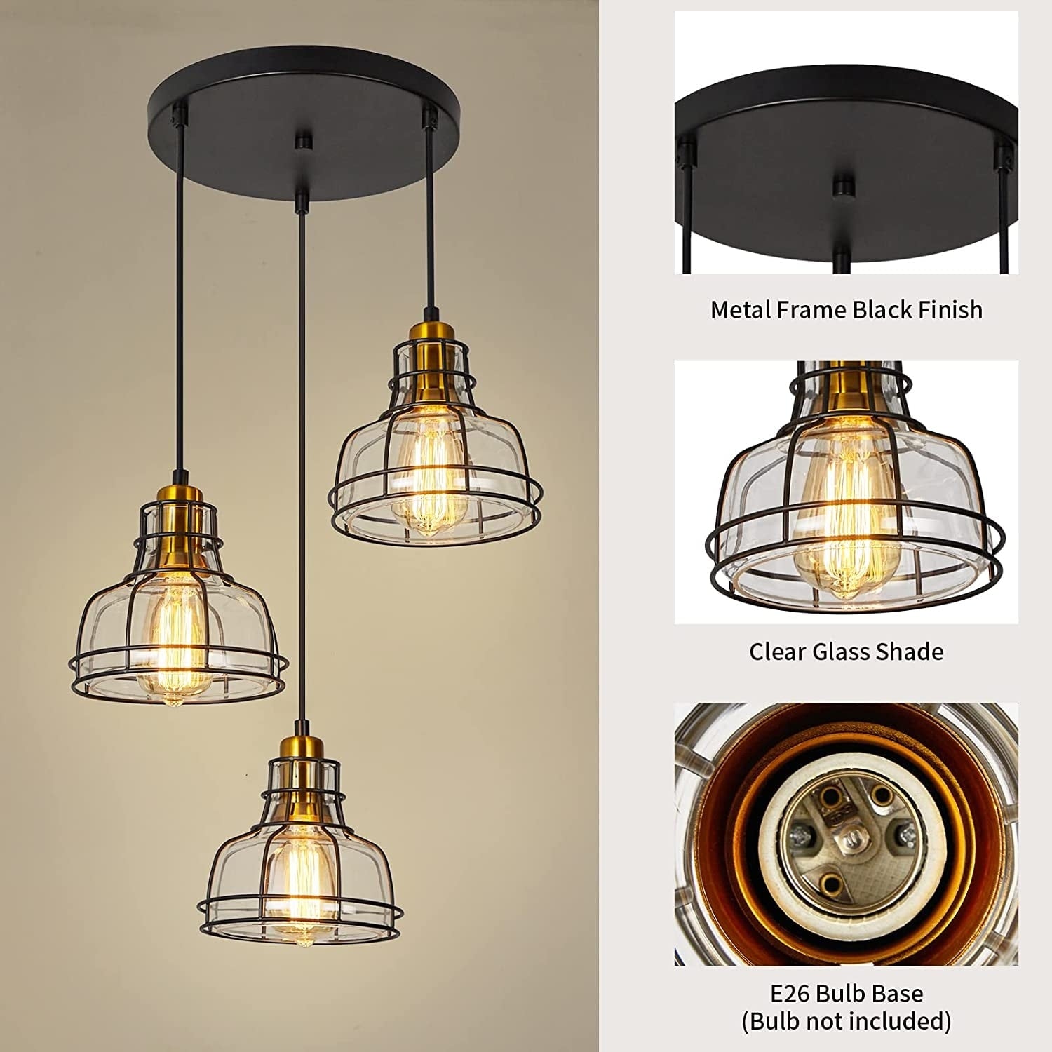 3 light cage wire cage pendant light industrial pendant ceiling light fixture farmhouse cluster pendant lamp
