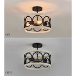 3 light farmhouse ceiling light fixture black drum ceiling lamp industrial flush mount ceiling lighting