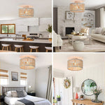 3 light wood beads semi flush mount ceiling light boho ceiling lighting fixture