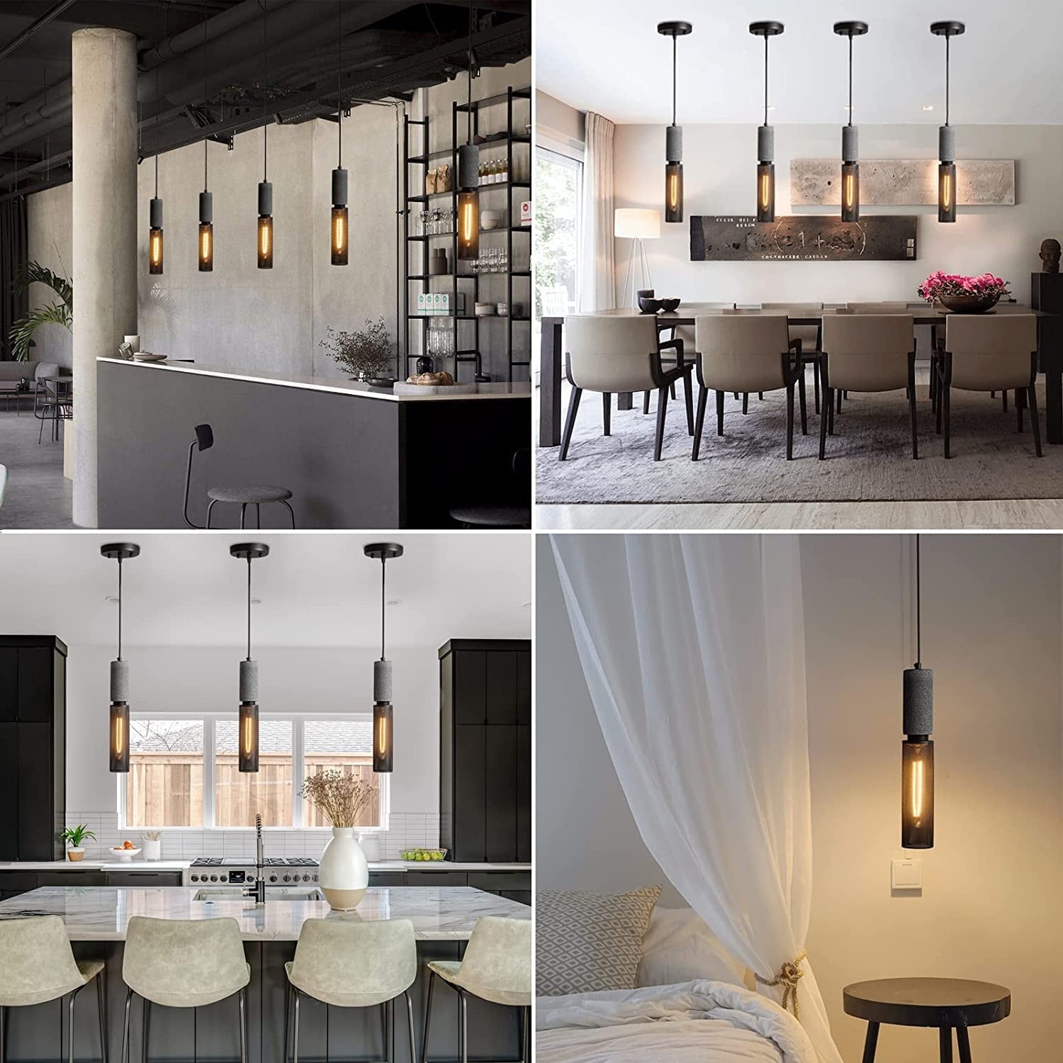 3 pack concrete linear pendant light modern industrial hanging cement pendant lighting