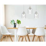 3 pack industrial pendant light fixture with glass shade