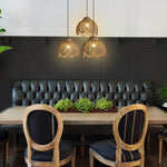 3 Pack hanging light vintage dining room light rattan pendant light