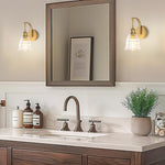 1-Light bathroom wall sconces metal glass sconce light fixture gold wall mount lighting