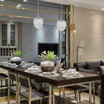 2 Pack living room lighting silver hanging lights Crystal, metal pendant light