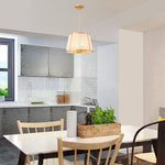 4-Light kitchen light gold and white light fixture metal, fabric pendant light