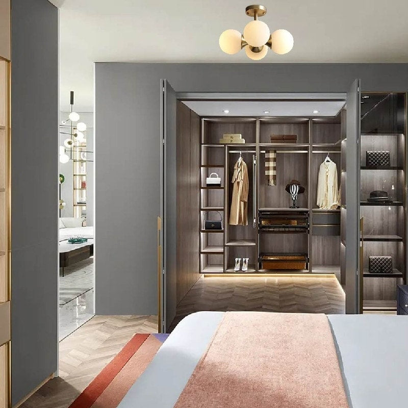 4-Light light fixture antique brass flush mount light glass, metal ceiling light