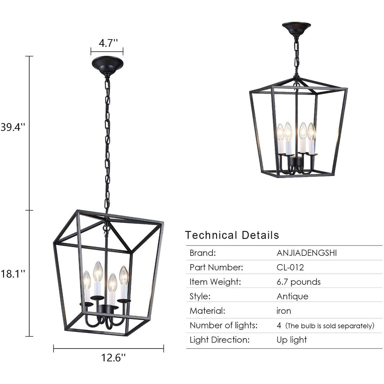 4 light candle chandelier lantern cage pendant light fixture