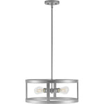 4 light drum chandelier industrial silver hanging light semi flush mount ceiling light fixture